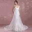 Elegant White Wedding Dresses 2018 A-Line / Princess Shoulders Sleeveless Backless Appliques Lace Court Train Ruffle