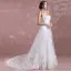 Elegant White Wedding Dresses 2018 A-Line / Princess Shoulders Sleeveless Backless Appliques Lace Court Train Ruffle