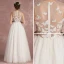 Sexy Ivory Pierced Wedding Dresses 2018 Empire Scoop Neck Sleeveless Appliques Butterfly Floor-Length / Long