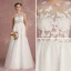 Sexy Ivory Pierced Wedding Dresses 2018 Empire Scoop Neck Sleeveless Appliques Butterfly Floor-Length / Long