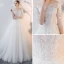 Charmant Ivory / Creme Sommer Durchsichtige Brautkleider 2018 A Linie Rundhalsausschnitt 3/4 Ärmel Rückenfreies Applikationen Mit Spitze Durchbohrt Rüschen Kapelle-Schleppe
