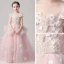 Chic / Beautiful Pearl Pink Flower Girl Dresses 2019 Ball Gown Off-The-Shoulder Short Sleeve Appliques Flower Beading Pearl Floor-Length / Long Ruffle Backless Wedding Party Dresses