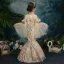 Style Chinois Champagne Transparentes Robe Ceremonie Fille 2019 Trompette / Sirène Col Haut Manches de cloche Appliques En Dentelle Perlage Longue Robe Pour Mariage