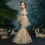 Style Chinois Champagne Transparentes Robe Ceremonie Fille 2019 Trompette / Sirène Col Haut Manches de cloche Appliques En Dentelle Perlage Longue Robe Pour Mariage