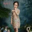 Style Chinois Champagne Transparentes Robe Ceremonie Fille 2019 Trompette / Sirène Col Haut Manches de cloche Appliques En Dentelle Perlage Longue Robe Pour Mariage