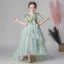 Flower Fairy Green See-through Flower Girl Dresses 2019 Empire High Neck Sleeveless Appliques Flower Sweep Train Ruffle Wedding Party Dresses