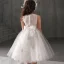 Chic / Beautiful Ivory Flower Girl Dresses 2019 Ball Gown Scoop Neck Sleeveless Bow Appliques Lace Beading Short Ruffle Wedding Party Dresses