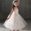 Chic / Beautiful Ivory Flower Girl Dresses 2019 Ball Gown Scoop Neck Sleeveless Bow Appliques Lace Beading Short Ruffle Wedding Party Dresses