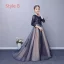 Chic / Beautiful Navy Blue Flower Girl Dresses 2019 A-Line / Princess V-Neck Sleeveless Appliques Lace Sweep Train Ruffle Backless Wedding Party Dresses