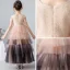 Elegant Pearl Pink Gradient-Color Flower Girl Dresses 2019 Ball Gown Scoop Neck Short Sleeve Sequins Ankle Length Cascading Ruffles Wedding Party Dresses