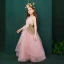 Flower Fairy Candy Pink See-through Flower Girl Dresses 2019 A-Line / Princess Scoop Neck Sleeveless Appliques Lace Flower Rhinestone Floor-Length / Long Ruffle Wedding Party Dresses