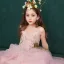 Flower Fairy Candy Pink See-through Flower Girl Dresses 2019 A-Line / Princess Scoop Neck Sleeveless Appliques Lace Flower Rhinestone Floor-Length / Long Ruffle Wedding Party Dresses