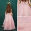 Flower Fairy Candy Pink See-through Flower Girl Dresses 2019 A-Line / Princess Scoop Neck Sleeveless Appliques Lace Flower Rhinestone Floor-Length / Long Ruffle Wedding Party Dresses