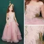 Flower Fairy Candy Pink See-through Flower Girl Dresses 2019 A-Line / Princess Scoop Neck Sleeveless Appliques Lace Flower Rhinestone Floor-Length / Long Ruffle Wedding Party Dresses