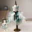 Elegant Green Flower Girl Dresses 2019 Ball Gown Scoop Neck Sleeveless Appliques Sequins Tea-length Cascading Ruffles Backless Wedding Party Dresses