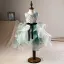 Elegant Green Flower Girl Dresses 2019 Ball Gown Scoop Neck Sleeveless Appliques Sequins Tea-length Cascading Ruffles Backless Wedding Party Dresses