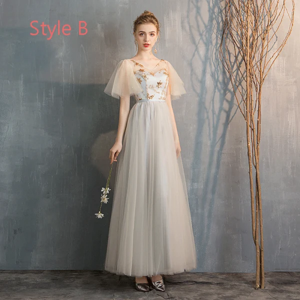 Elegant Champagne Grå Brudepikekjoler 2019 Prinsesse Stjerne Paljetter Lange Buste Ryggløse Kjoler Til Bryllup