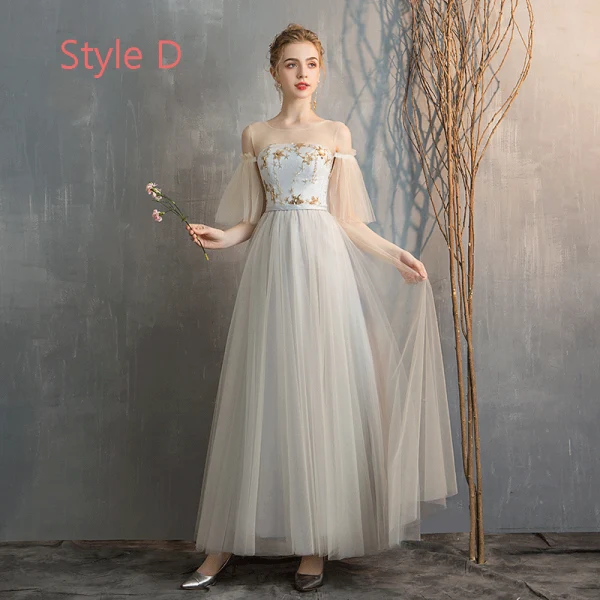 Elegant Champagne Grå Brudepikekjoler 2019 Prinsesse Stjerne Paljetter Lange Buste Ryggløse Kjoler Til Bryllup