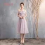 Affordable Blushing Pink Bridesmaid Dresses 2019 A-Line / Princess Appliques Lace Beading Tea-length Ruffle Backless Wedding Party Dresses