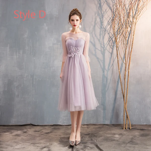 Affordable Blushing Pink Bridesmaid Dresses 2019 A-Line / Princess Appliques Lace Beading Tea-length Ruffle Backless Wedding Party Dresses