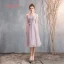 Affordable Blushing Pink Bridesmaid Dresses 2019 A-Line / Princess Appliques Lace Beading Tea-length Ruffle Backless Wedding Party Dresses