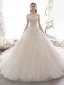 Luxury / Gorgeous Champagne Wedding Dresses 2019 A-Line / Princess Off-The-Shoulder Short Sleeve Backless Appliques Lace Beading Glitter Sequins Tulle Cathedral Train Ruffle