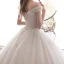 Luxury / Gorgeous Champagne Wedding Dresses 2019 A-Line / Princess Off-The-Shoulder Short Sleeve Backless Appliques Lace Beading Glitter Sequins Tulle Cathedral Train Ruffle
