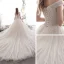Luxury / Gorgeous Champagne Wedding Dresses 2019 A-Line / Princess Off-The-Shoulder Short Sleeve Backless Appliques Lace Beading Glitter Sequins Tulle Cathedral Train Ruffle