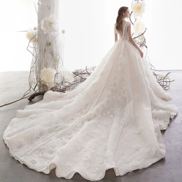 High End Champagne Wedding Dresses 2019 A Line Princess V Neck Sleeveless Backless Appliques Lace Beading Glitter Tulle Chapel Train Ruffle