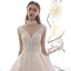 High-end Champagne Wedding Dresses 2019 A-Line / Princess V-Neck Sleeveless Backless Appliques Lace Beading Glitter Tulle Chapel Train Ruffle