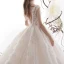 High-end Champagne Wedding Dresses 2019 A-Line / Princess V-Neck Sleeveless Backless Appliques Lace Beading Glitter Tulle Chapel Train Ruffle