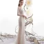 High-end Charming Champagne See-through Wedding Dresses 2019 Trumpet / Mermaid Scoop Neck Long Sleeve Backless Beading Detachable Court Train