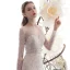 High-end Charming Champagne See-through Wedding Dresses 2019 Trumpet / Mermaid Scoop Neck Long Sleeve Backless Beading Detachable Court Train