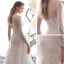 High-end Charming Champagne See-through Wedding Dresses 2019 Trumpet / Mermaid Scoop Neck Long Sleeve Backless Beading Detachable Court Train