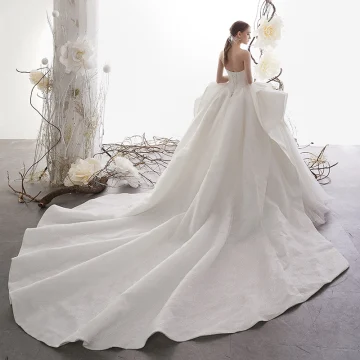 High End Elfenben Brudekjoler 2019 Ballkjole Strapless Uten Ermer Ryggløse Glitter Tyll Cathedral Train Buste