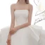 High-end Ivory Wedding Dresses 2019 Ball Gown Strapless Sleeveless Backless Glitter Tulle Cathedral Train Ruffle