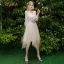Elegant Champagne Grey Bridesmaid Dresses 2019 A-Line / Princess Backless Appliques Lace Beading Knee-Length Ruffle Wedding Party Dresses
