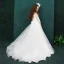 Chic / Beautiful White Flower Girl Dresses 2019 A-Line / Princess Off-The-Shoulder 1/2 Sleeves Appliques Lace Beading Sweep Train Ruffle Backless Wedding Party Dresses