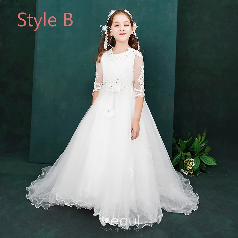 Chic Beautiful White Flower Girl Dresses 2019 A Line Princess Off   96035 6 