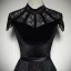 Vintage / Retro Black Suede Lace Evening Dresses  2019 A-Line / Princess High Neck Cap Sleeves Sash Floor-Length / Long Ruffle Formal Dresses