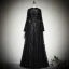Chic / Beautiful Black Lace Evening Dresses  2019 A-Line / Princess Scoop Neck Bell sleeves Glitter Sequins Floor-Length / Long Ruffle Formal Dresses