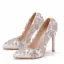 Elegante Witte Rhinestone Spitse Neus Bruidsschoenen 2025 Huwelijk 11 cm Naaldhakken / Stiletto Pumps Hoge Hakken