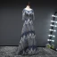 Affordable Navy Blue Glitter Evening Dresses  2019 A-Line / Princess Scoop Neck 3/4 Sleeve Floor-Length / Long Ruffle Backless Formal Dresses