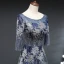 Affordable Navy Blue Glitter Evening Dresses  2019 A-Line / Princess Scoop Neck 3/4 Sleeve Floor-Length / Long Ruffle Backless Formal Dresses