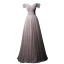 Elegant Pearl Pink Evening Dresses  2019 A-Line / Princess Off-The-Shoulder Short Sleeve Sequins Beading Glitter Tulle Floor-Length / Long Ruffle Backless Formal Dresses