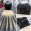 Chic / Belle Noire Champagne Robe De Fete 2019 Princesse Bretelles Spaghetti Sans Manches Glitter Tulle Paillettes Thé Longueur Volants Dos Nu Robe De Ceremonie