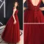 Meilleur Bordeaux Transparentes Robe De Soirée 2019 Princesse Encolure Dégagée Sans Manches Faux Diamant Paillettes Glitter Tulle Longue Volants Dos Nu Robe De Ceremonie