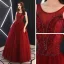 Meilleur Bordeaux Transparentes Robe De Soirée 2019 Princesse Encolure Dégagée Sans Manches Faux Diamant Paillettes Glitter Tulle Longue Volants Dos Nu Robe De Ceremonie