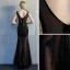 Sexy Transparentes Robe De Soirée 2019 Trompette / Sirène Col v profond Sans Manches Appliques En Dentelle Longueur Cheville Dos Nu Robe De Ceremonie