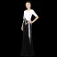 Two Tone Navy Blue Evening Dresses  2019 Trumpet / Mermaid Amazing / Unique V-Neck 1/2 Sleeves Rhinestone Split Front Floor-Length / Long Ruffle Formal Dresses